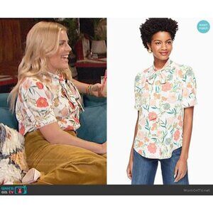 💕KATE SPADE💕 Blossom Tie Neck Blouse ~ Picnic Perfect Floral Print Small